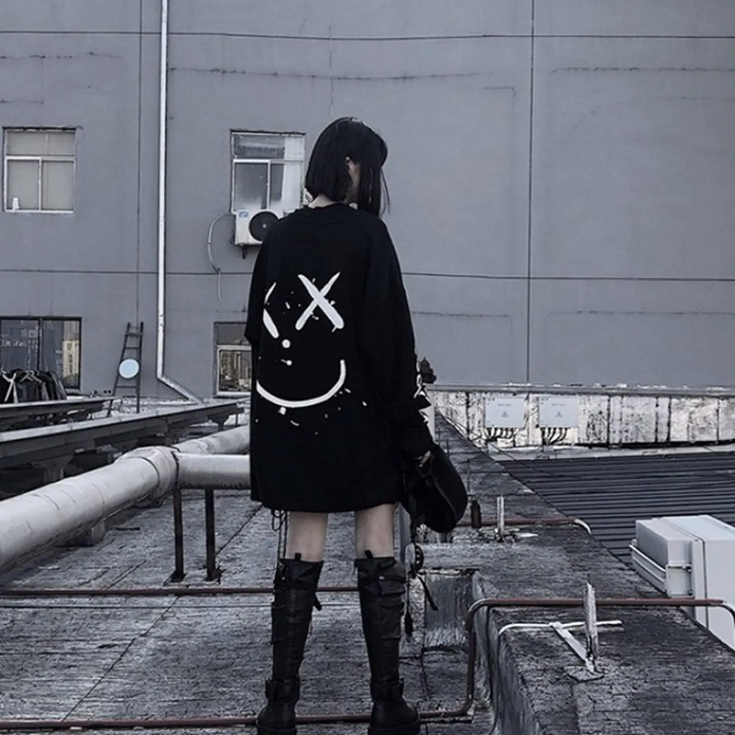 Gothic Cartoon Horror Graphic T-Shirt Women Character Print Loose Punk Japanese Pullover Top Harajuku Street Tees 