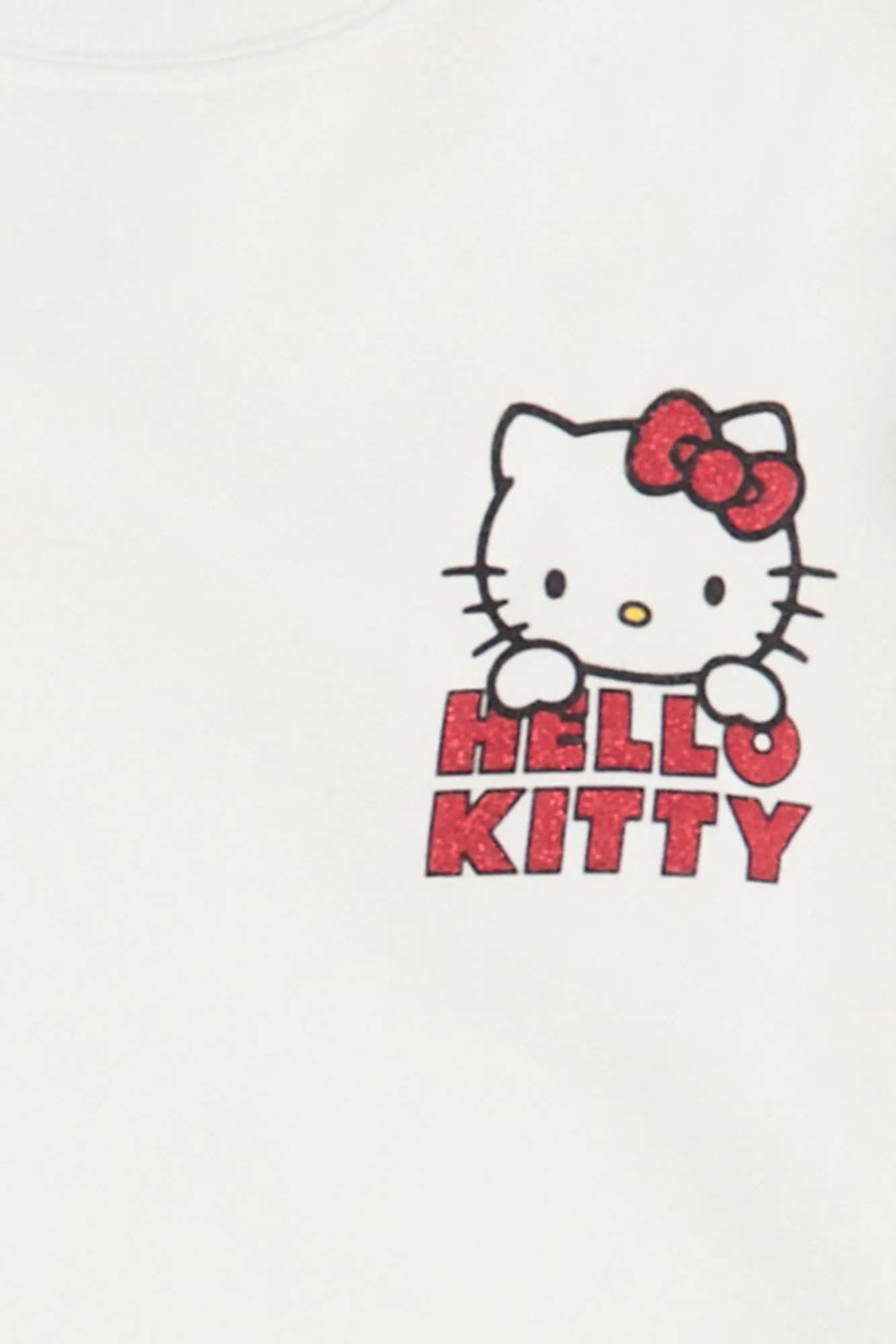 Hello Kitty Graphic Glitter Crew Neck Sweatshirt