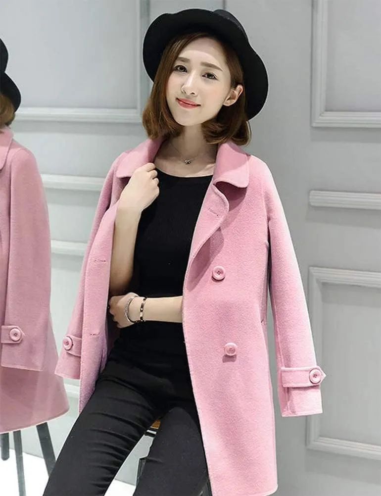 IDEALSANXUN Womens Fall Winter Wool Coats Peacoat Double Breasted Trench Coats