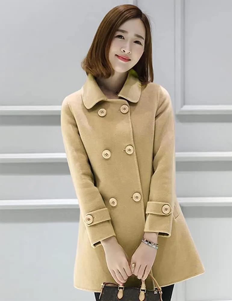 IDEALSANXUN Womens Fall Winter Wool Coats Peacoat Double Breasted Trench Coats