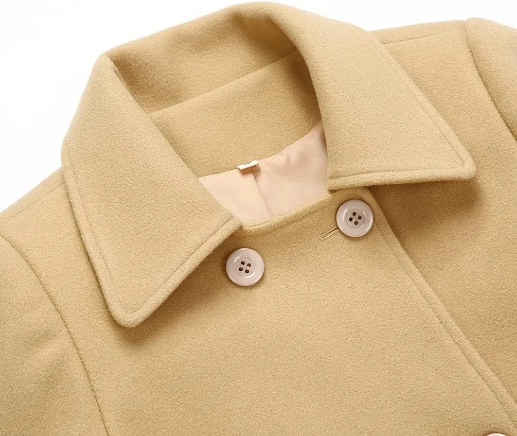 IDEALSANXUN Womens Fall Winter Wool Coats Peacoat Double Breasted Trench Coats