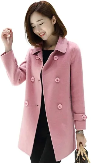 IDEALSANXUN Womens Fall Winter Wool Coats Peacoat Double Breasted Trench Coats
