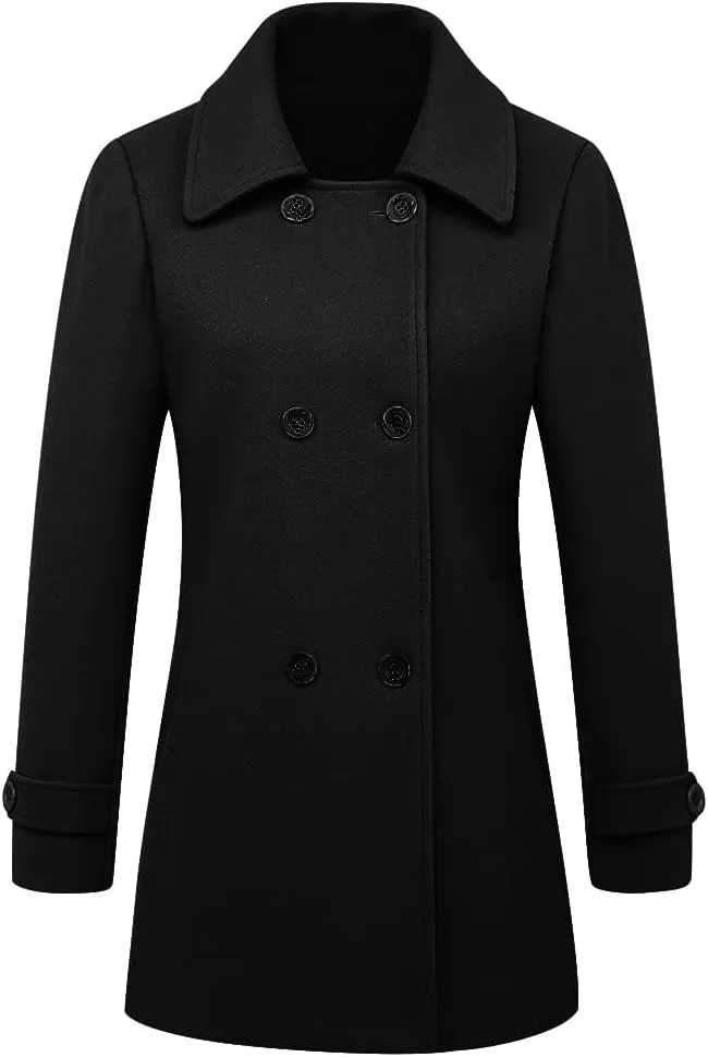 IDEALSANXUN Womens Fall Winter Wool Coats Peacoat Double Breasted Trench Coats