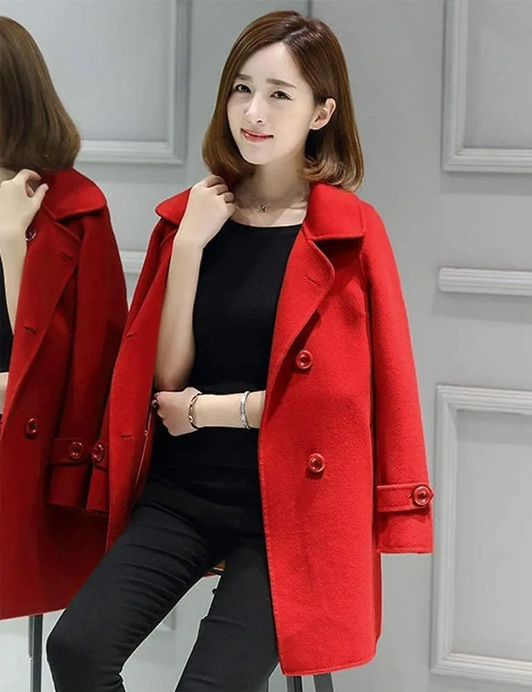 IDEALSANXUN Womens Fall Winter Wool Coats Peacoat Double Breasted Trench Coats