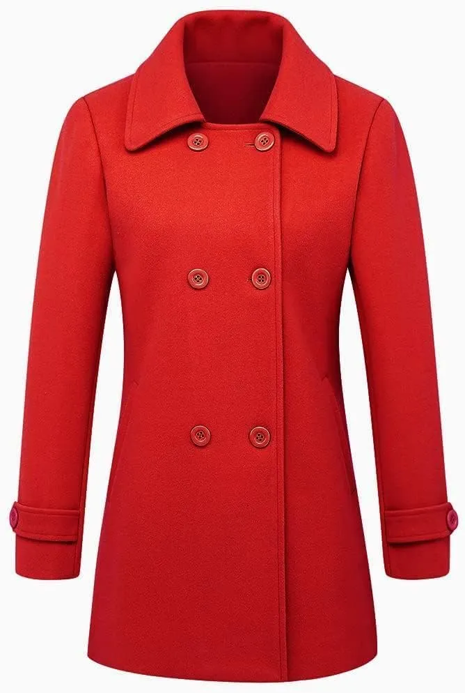 IDEALSANXUN Womens Fall Winter Wool Coats Peacoat Double Breasted Trench Coats