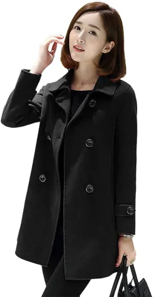 IDEALSANXUN Womens Fall Winter Wool Coats Peacoat Double Breasted Trench Coats