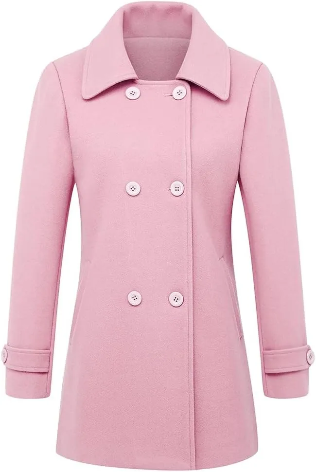 IDEALSANXUN Womens Fall Winter Wool Coats Peacoat Double Breasted Trench Coats