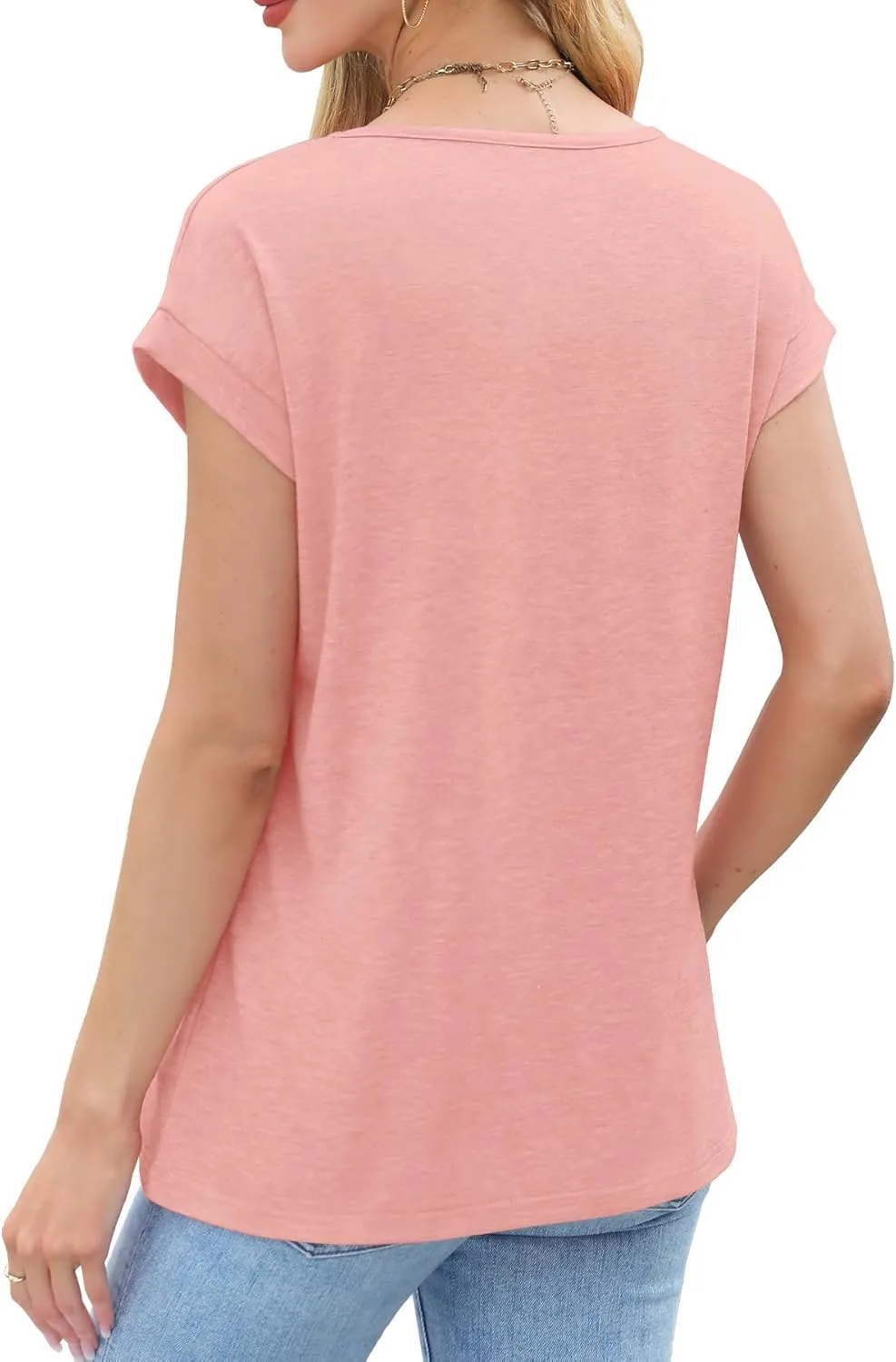JomeDesign Womens Summer Tops Short Sleeve Shirts V Neck Tshirts Loose Casual Tunic Blouses Criss Cross Tees