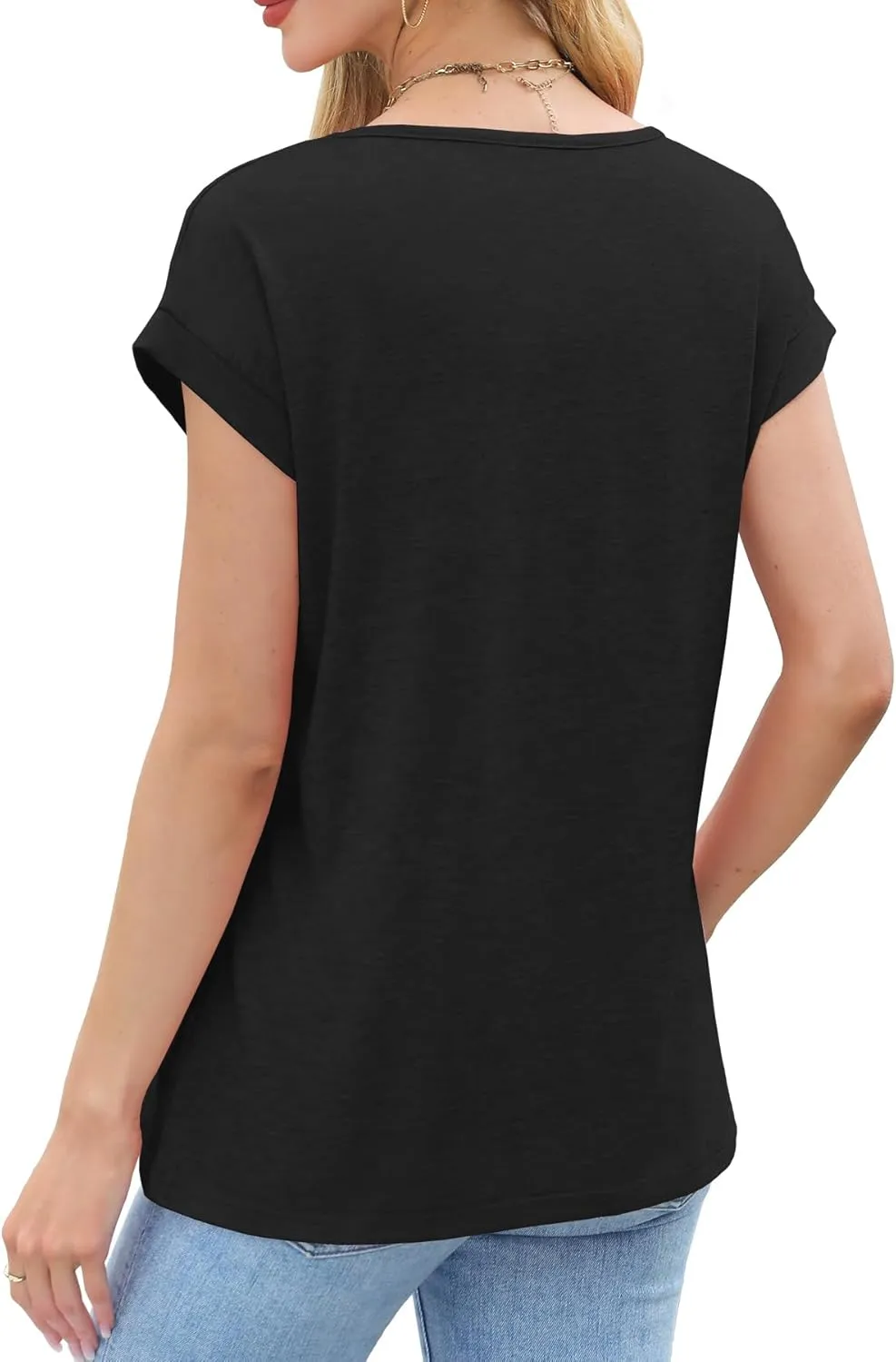 JomeDesign Womens Summer Tops Short Sleeve Shirts V Neck Tshirts Loose Casual Tunic Blouses Criss Cross Tees