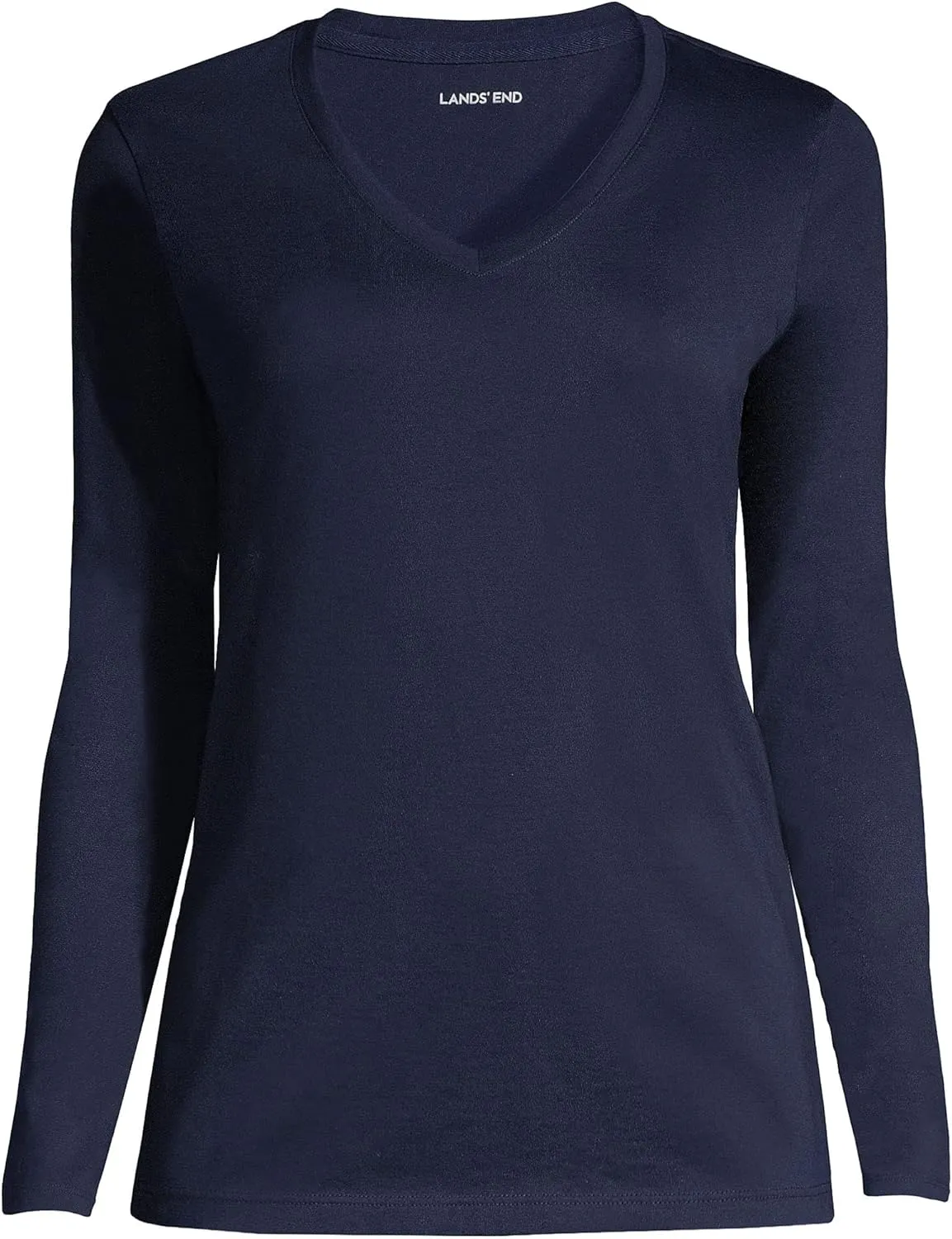 Lands' End Women's Relaxed American-Grown Supima Cotton Long Sleeve V-Neck T-Shirt