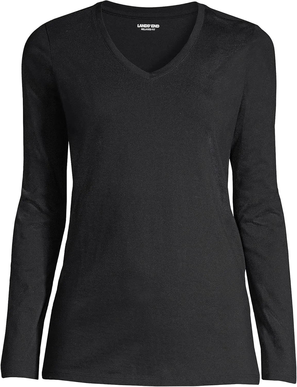 Lands' End Women's Relaxed American-Grown Supima Cotton Long Sleeve V-Neck T-Shirt