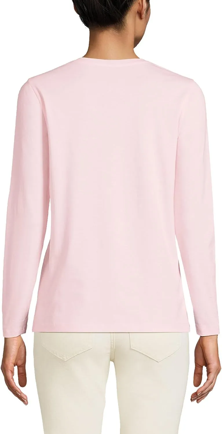 Lands' End Women's Relaxed American-Grown Supima Cotton Long Sleeve V-Neck T-Shirt