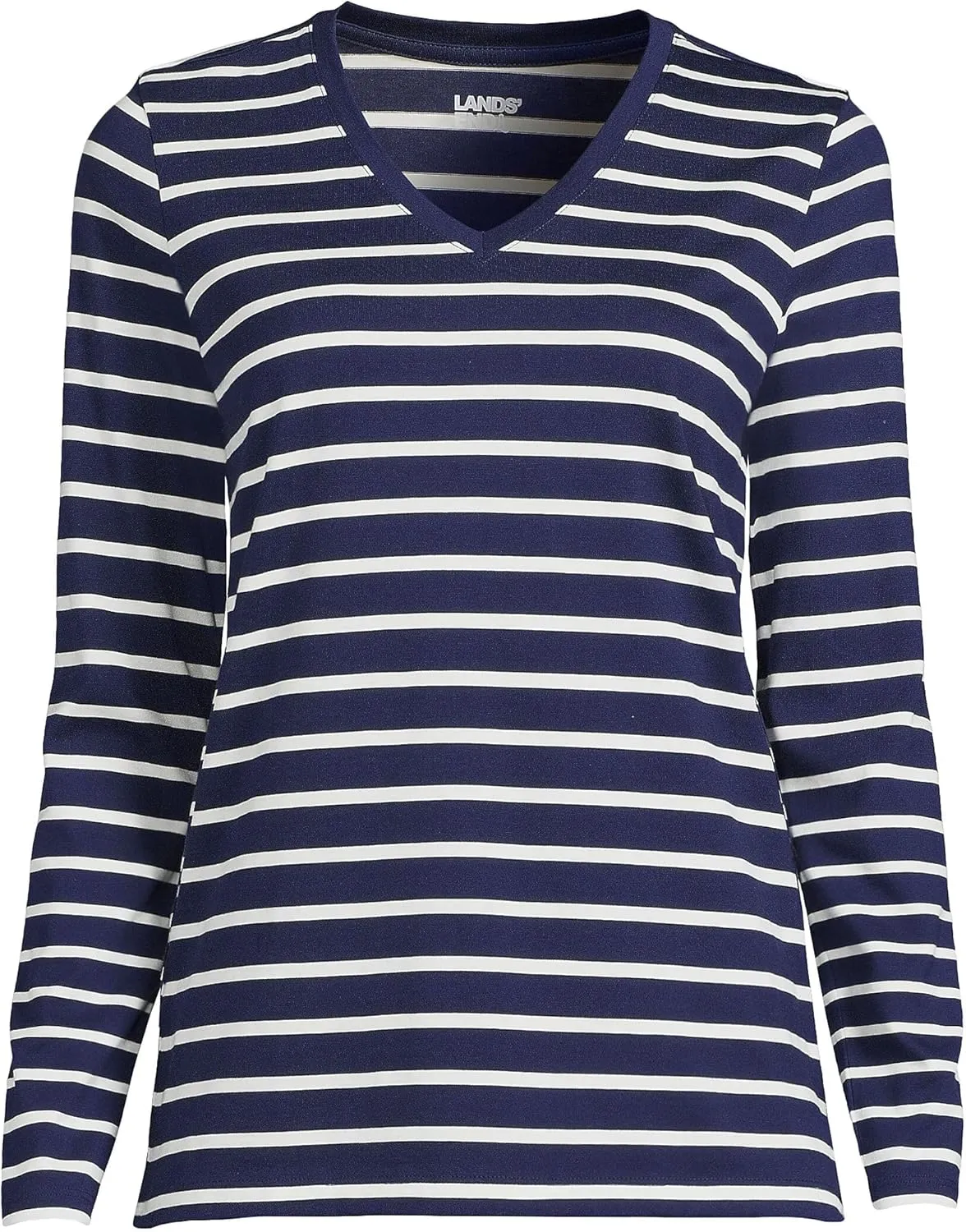Lands' End Women's Relaxed American-Grown Supima Cotton Long Sleeve V-Neck T-Shirt