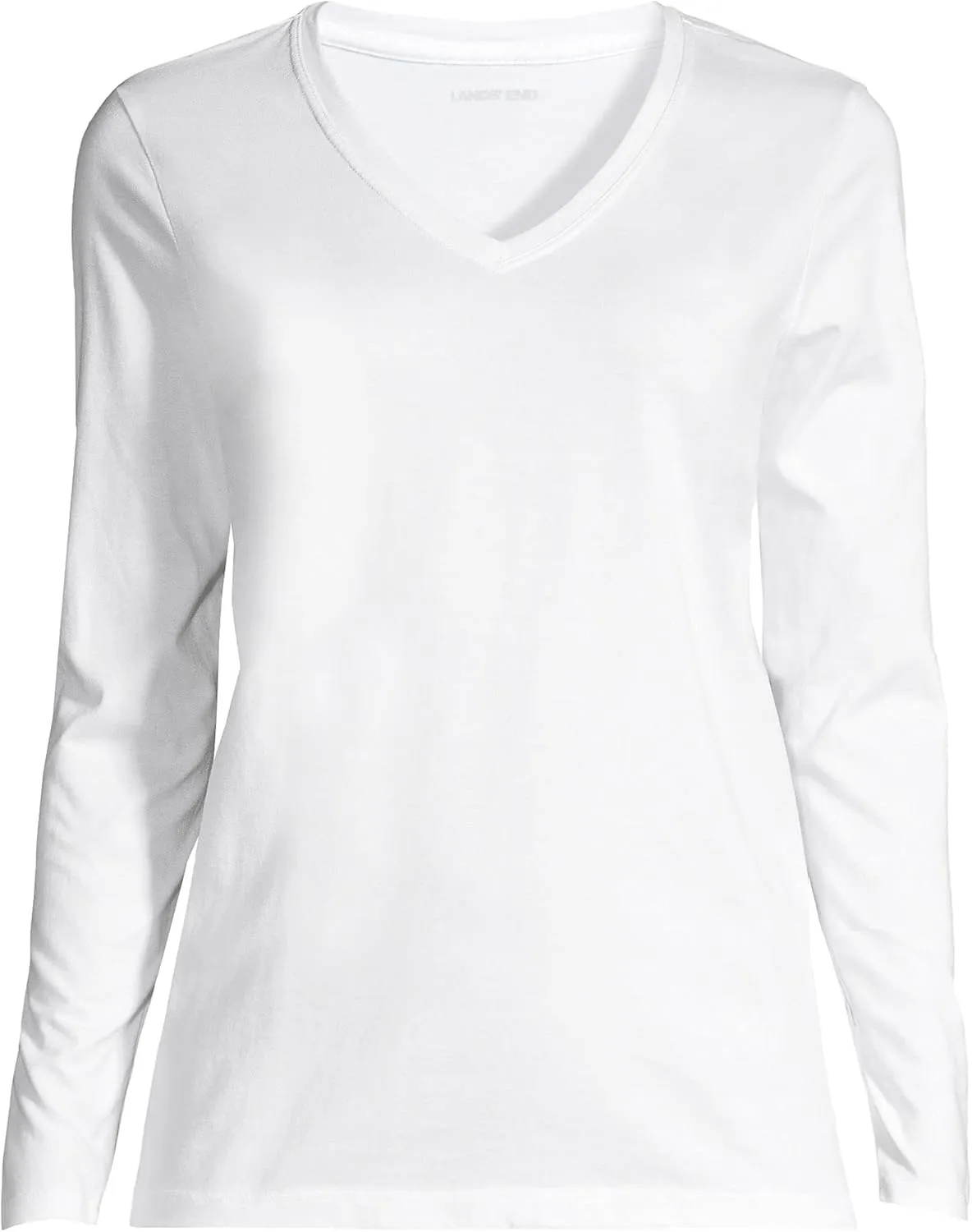 Lands' End Women's Relaxed American-Grown Supima Cotton Long Sleeve V-Neck T-Shirt