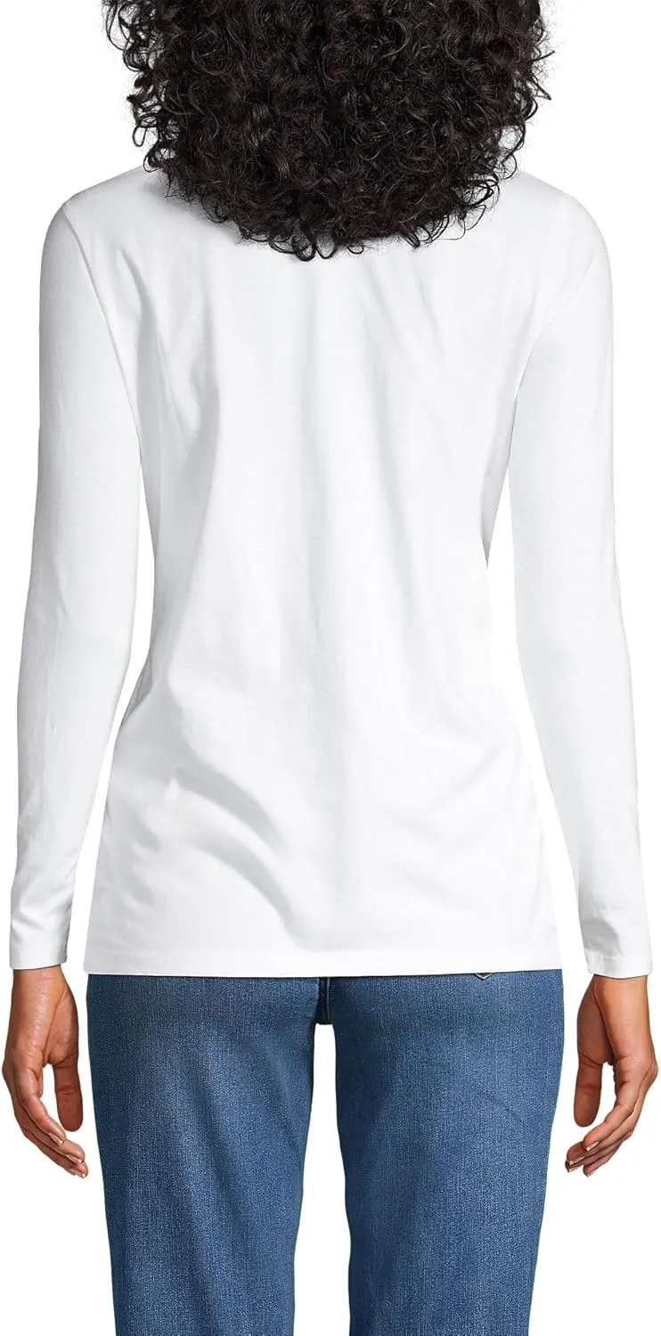 Lands' End Women's Relaxed American-Grown Supima Cotton Long Sleeve V-Neck T-Shirt
