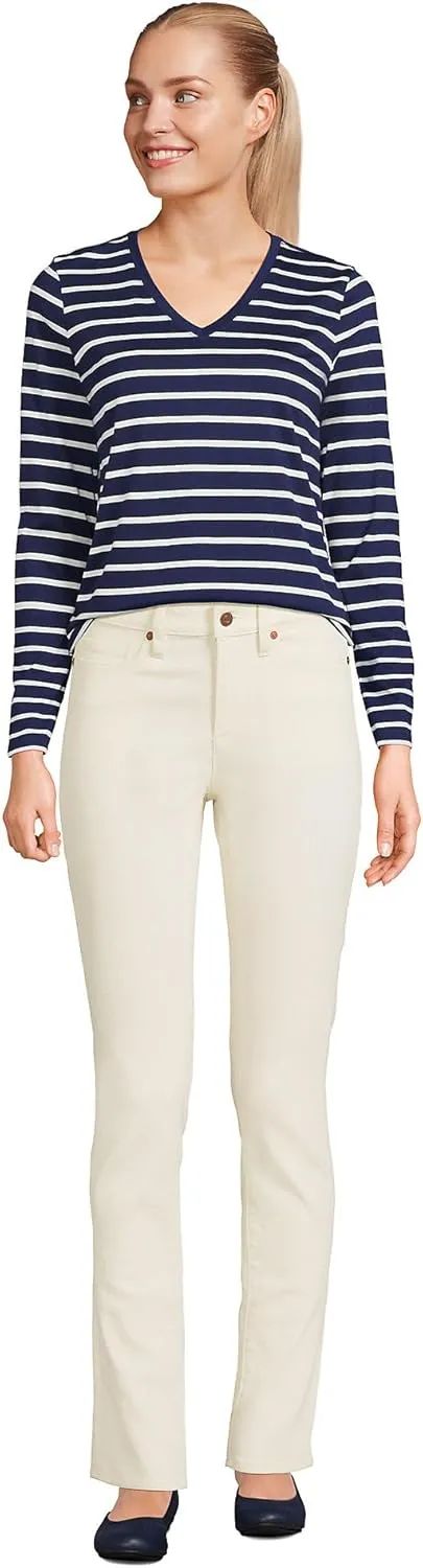 Lands' End Women's Relaxed American-Grown Supima Cotton Long Sleeve V-Neck T-Shirt