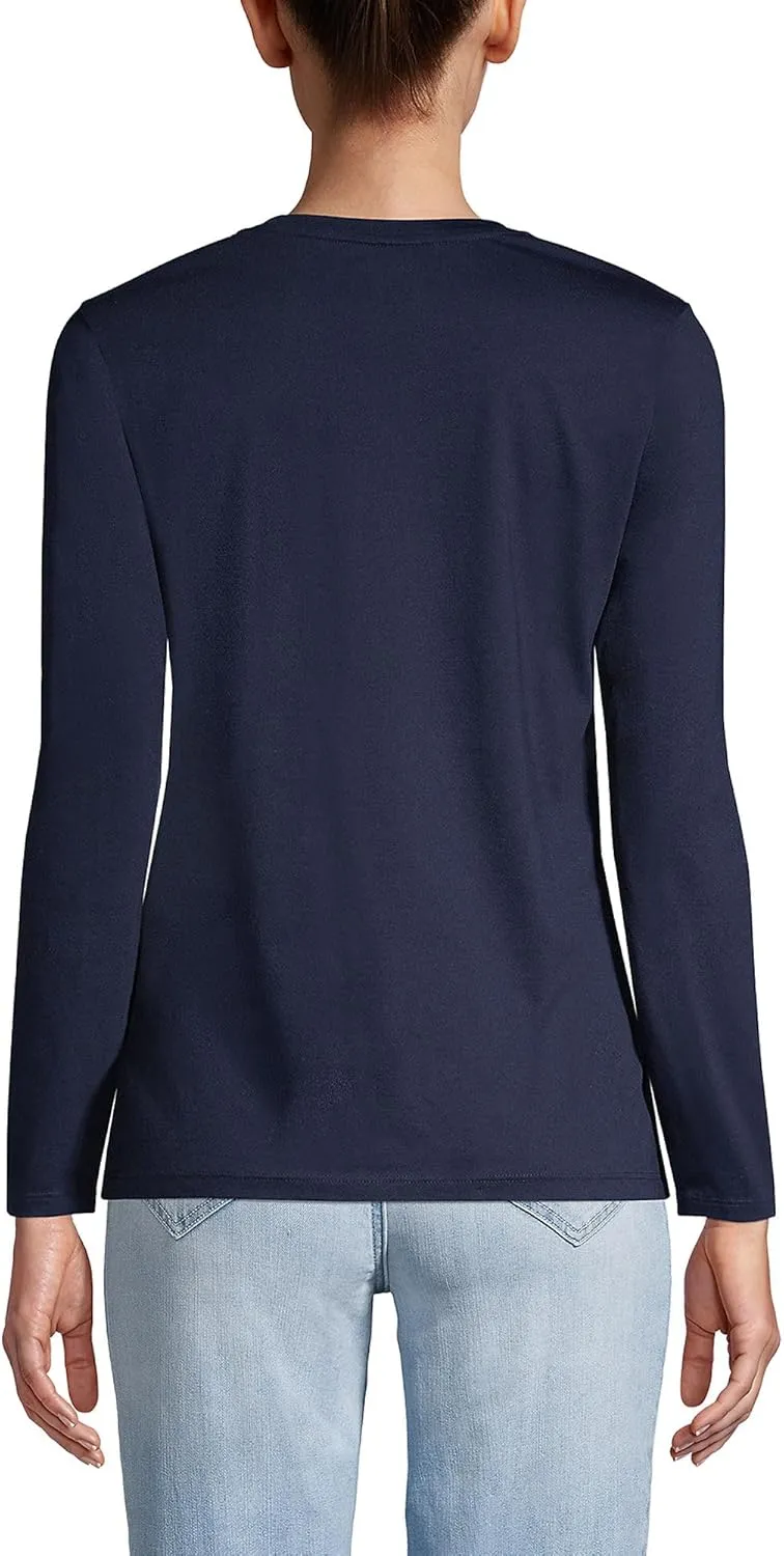Lands' End Women's Relaxed American-Grown Supima Cotton Long Sleeve V-Neck T-Shirt