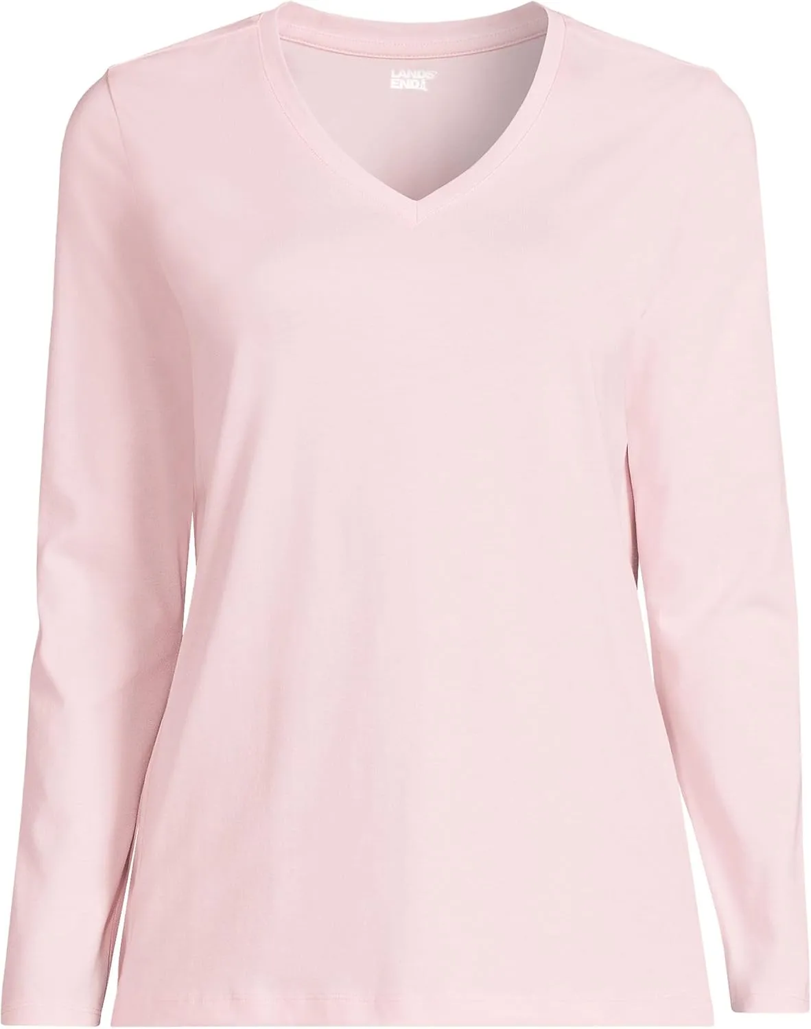Lands' End Women's Relaxed American-Grown Supima Cotton Long Sleeve V-Neck T-Shirt