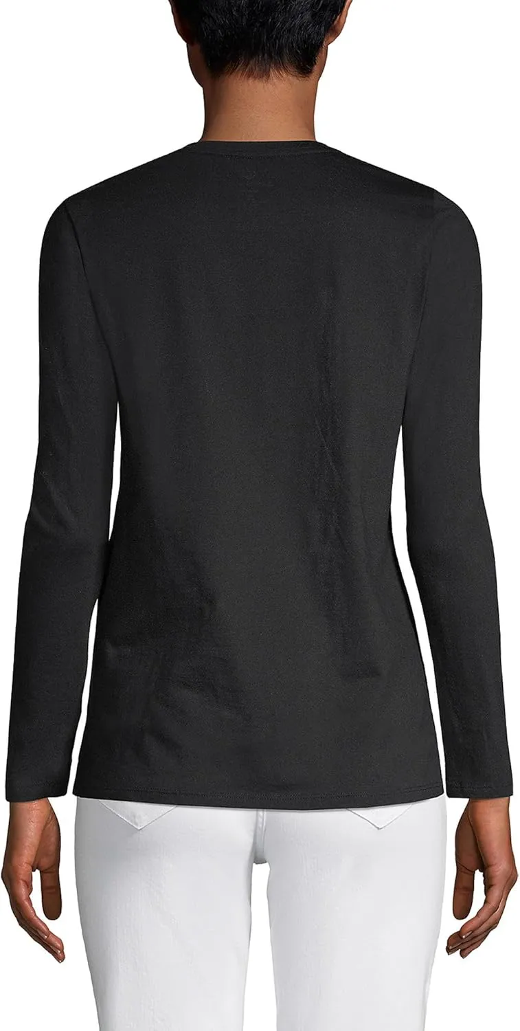 Lands' End Women's Relaxed American-Grown Supima Cotton Long Sleeve V-Neck T-Shirt