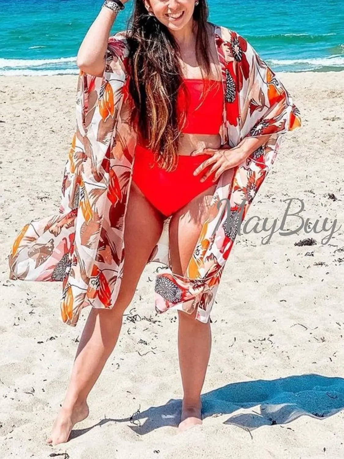 MayBuy Womens Beach Swimwear Swimsuit Bathing Suit Cover Ups Long Kimono Cardigans Dusters
