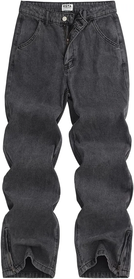 Men's Camo Cargo Pants, Tactical Baggy Straight Wide Legs Denim Work Military Trousers