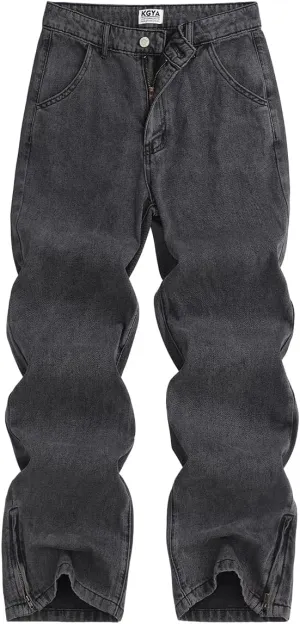 Men's Camo Cargo Pants, Tactical Baggy Straight Wide Legs Denim Work Military Trousers