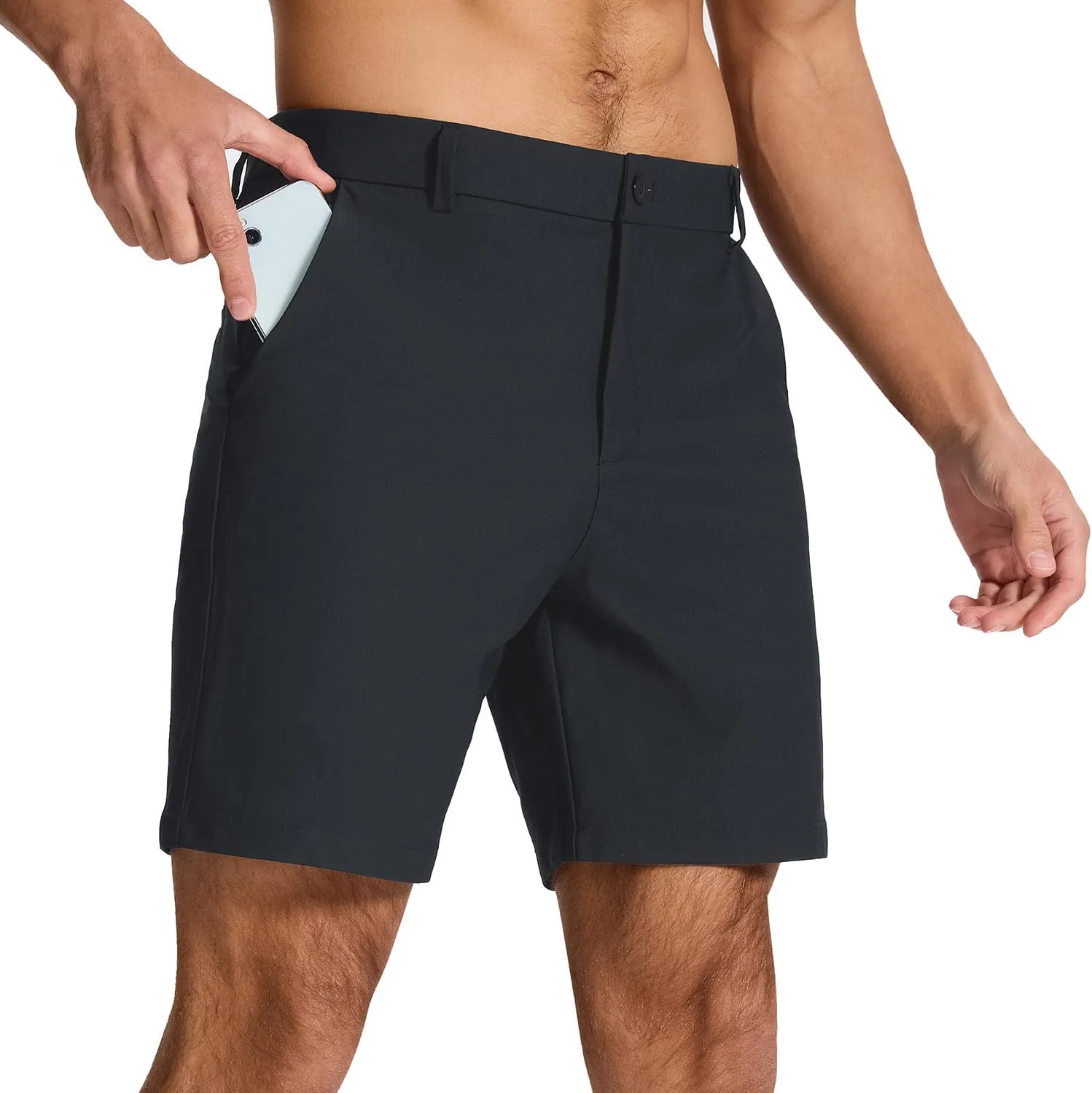 Men's Classic Fit 7/11 Inch Golf Shorts Lightweight Long Stretch Hiking Short with 4 Pockets for Casual Work