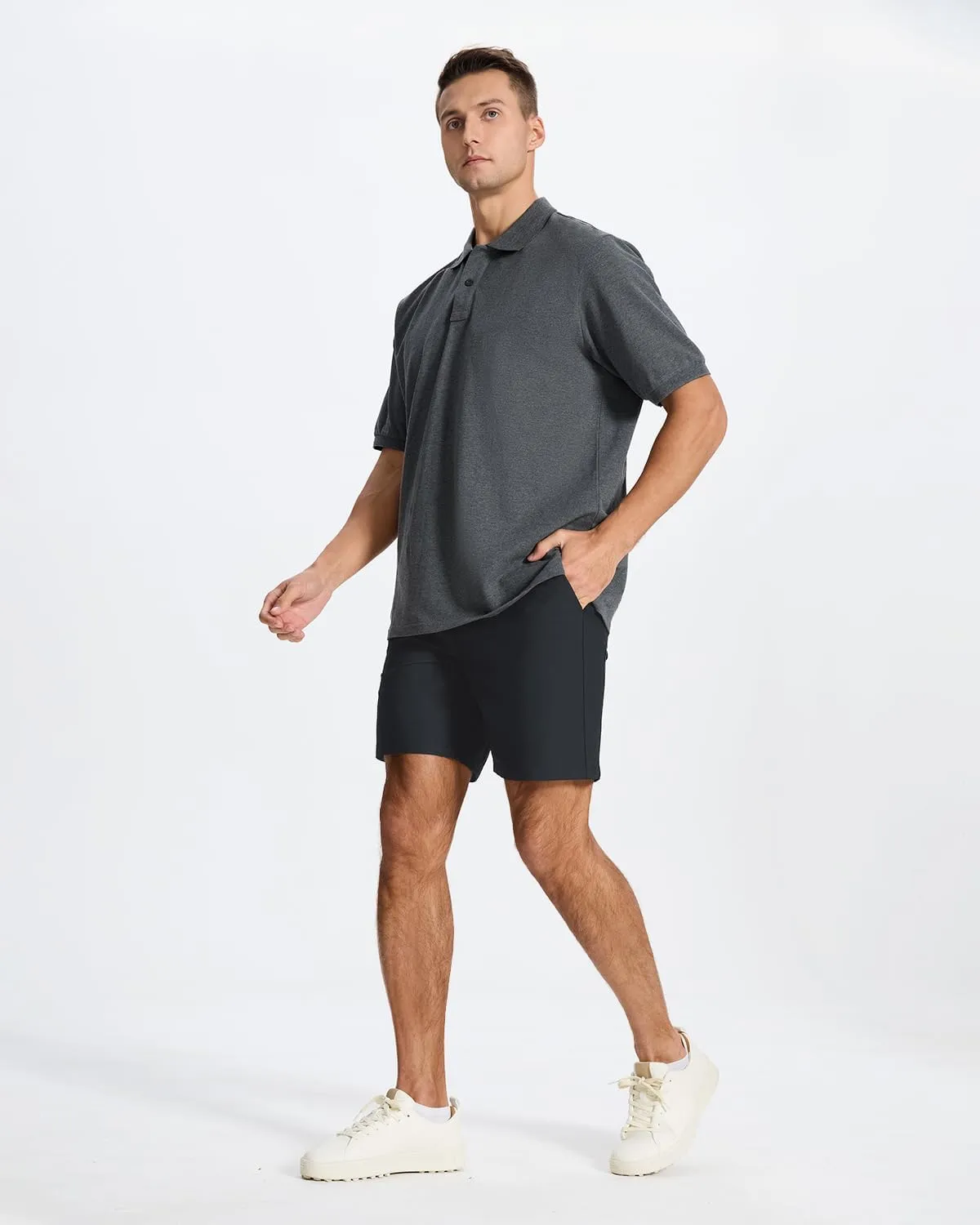 Men's Classic Fit 7/11 Inch Golf Shorts Lightweight Long Stretch Hiking Short with 4 Pockets for Casual Work
