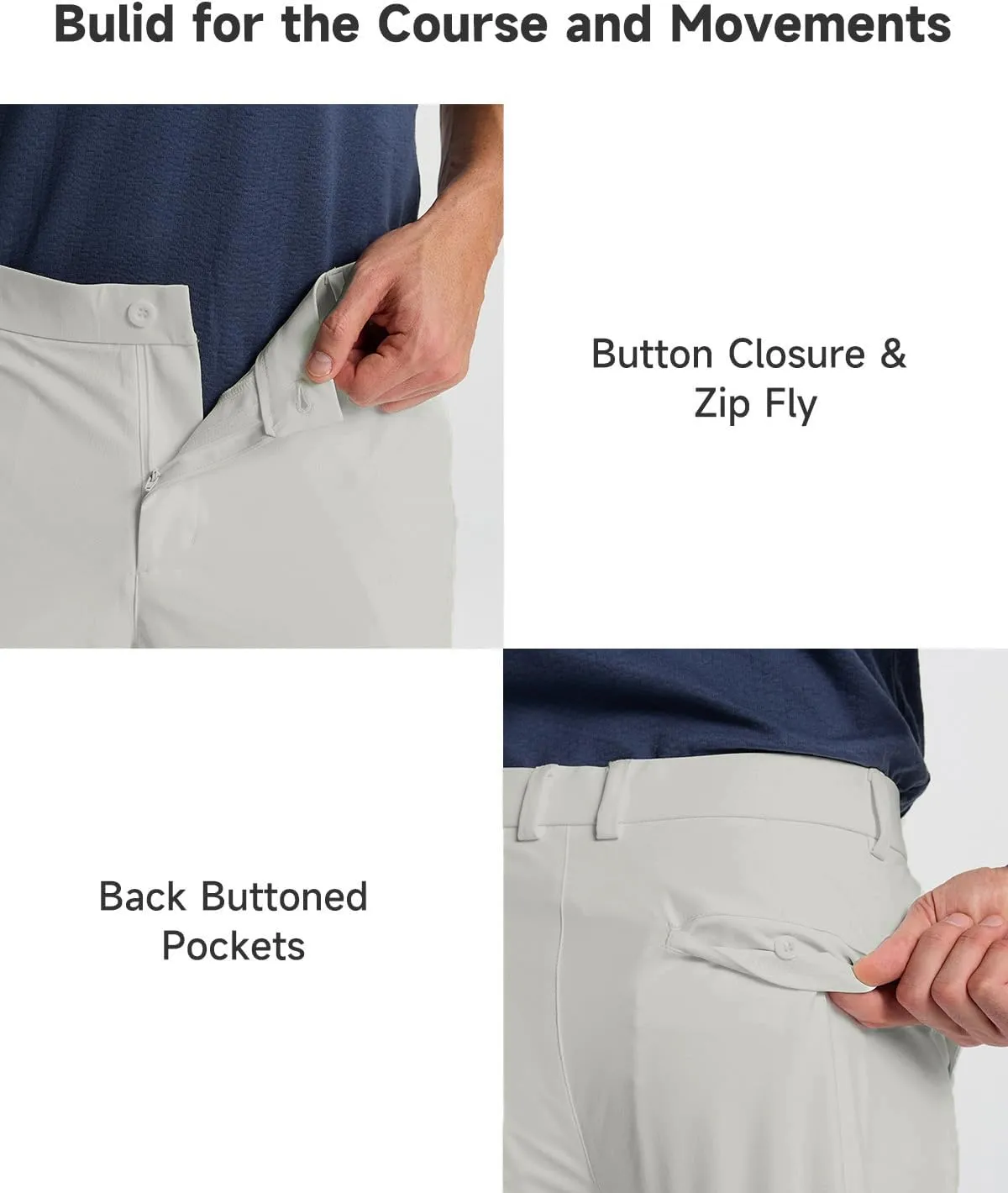Men's Classic Fit 7/11 Inch Golf Shorts Lightweight Long Stretch Hiking Short with 4 Pockets for Casual Work