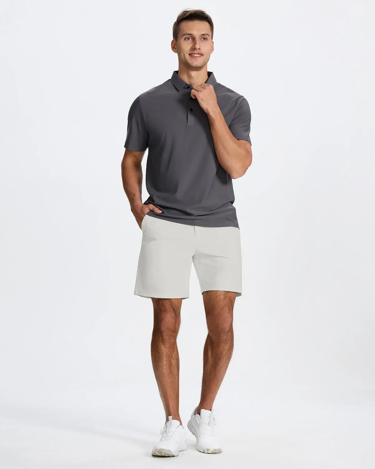 Men's Classic Fit 7/11 Inch Golf Shorts Lightweight Long Stretch Hiking Short with 4 Pockets for Casual Work