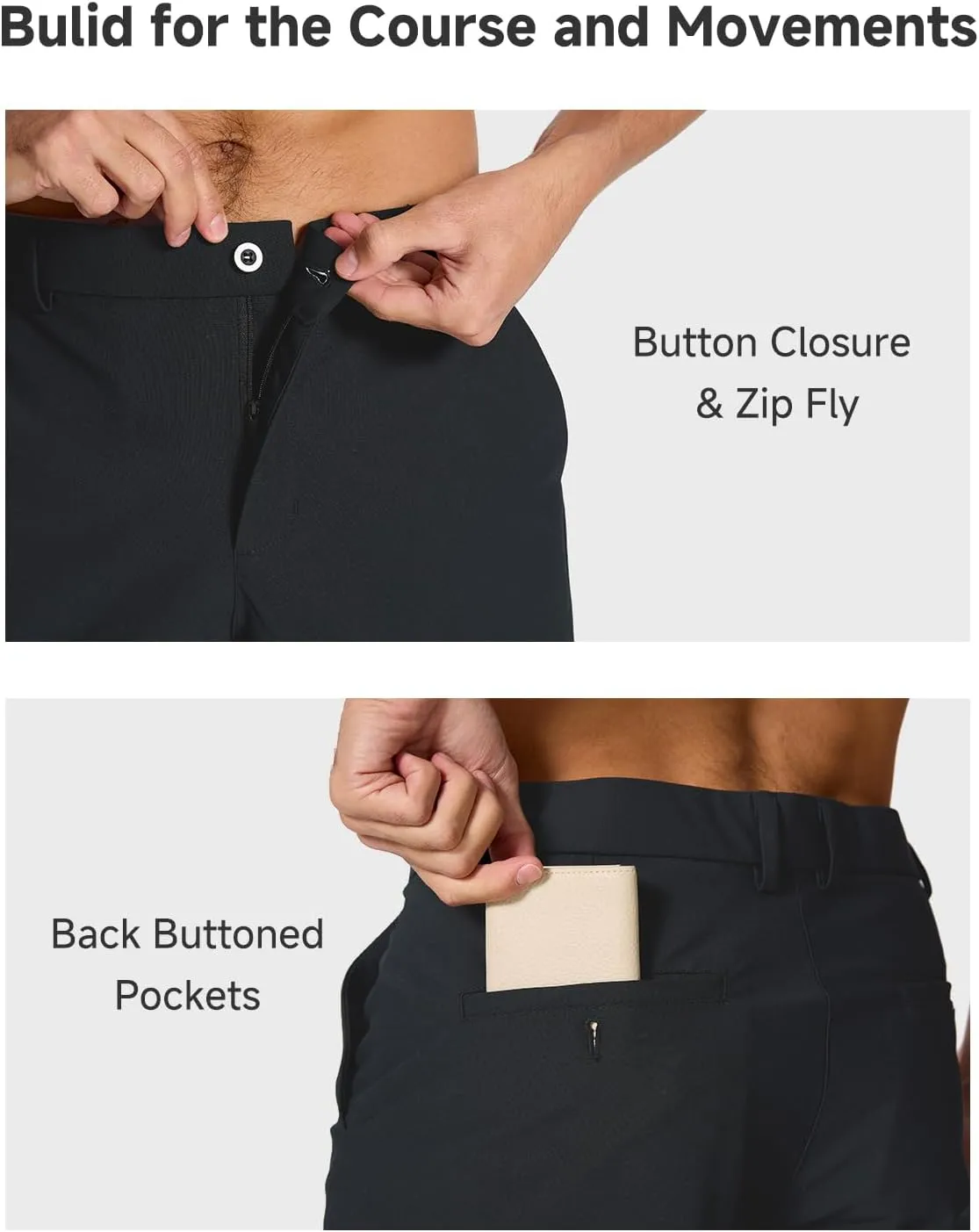 Men's Classic Fit 7/11 Inch Golf Shorts Lightweight Long Stretch Hiking Short with 4 Pockets for Casual Work