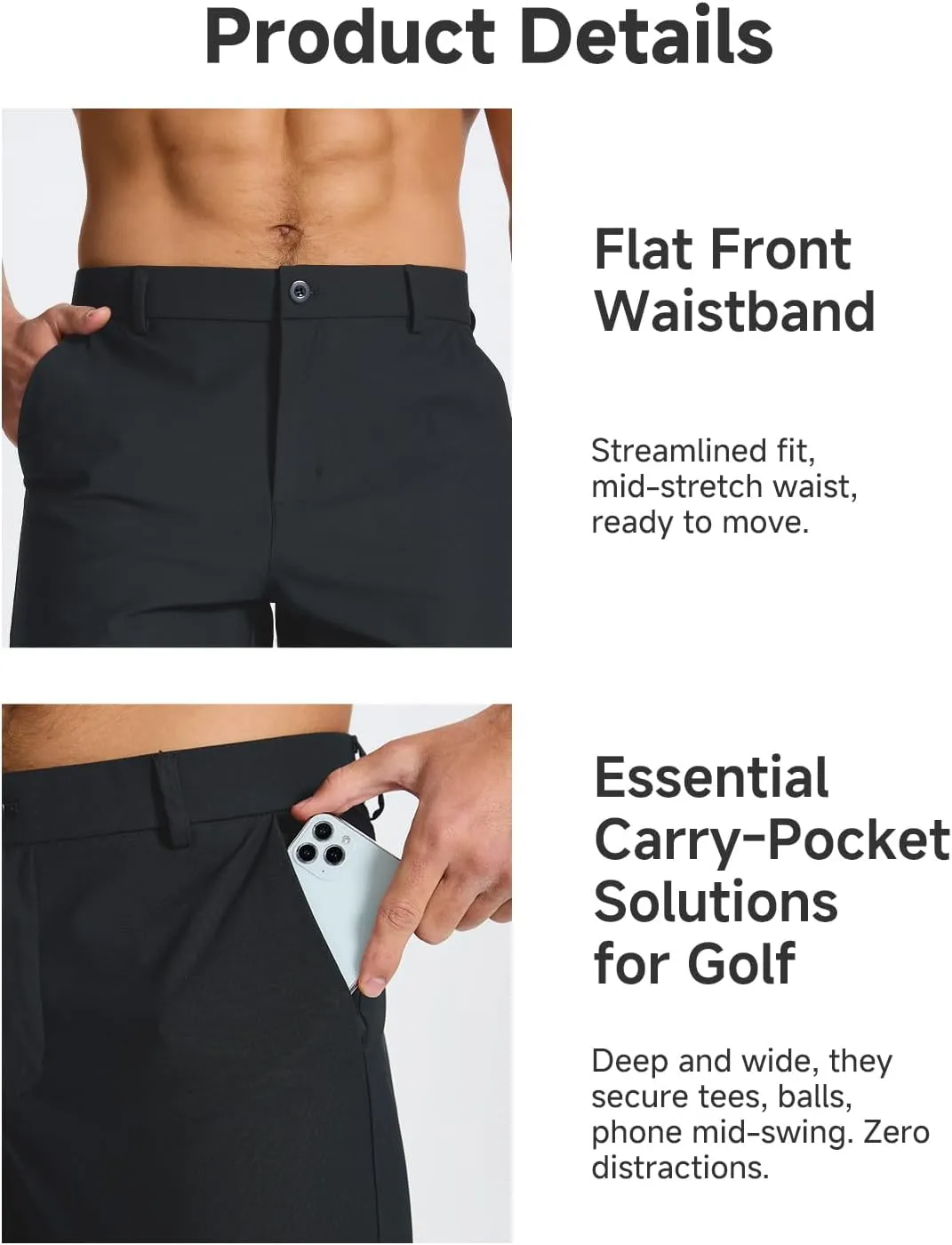 Men's Classic Fit 7/11 Inch Golf Shorts Lightweight Long Stretch Hiking Short with 4 Pockets for Casual Work