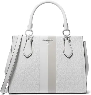Michael Kors Marilyn Medium Satchel, Optic White/Aluminum