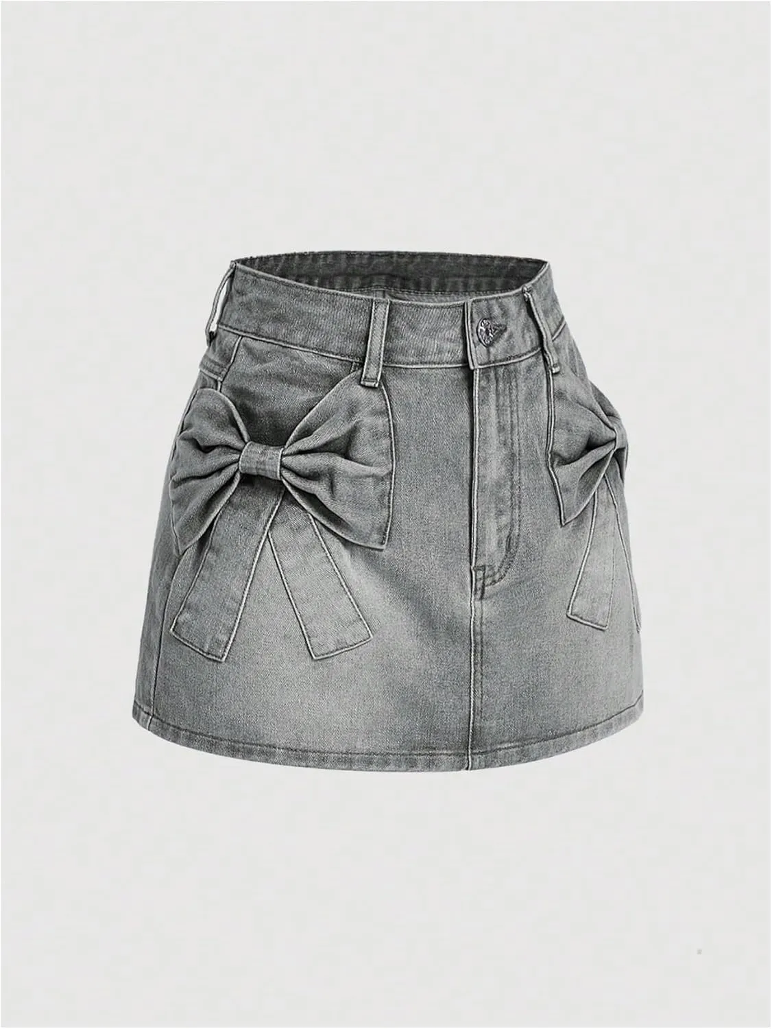 Milumia Women's Bow Knot Front Bodycon Denim Jean Mini Skirt with Pocket