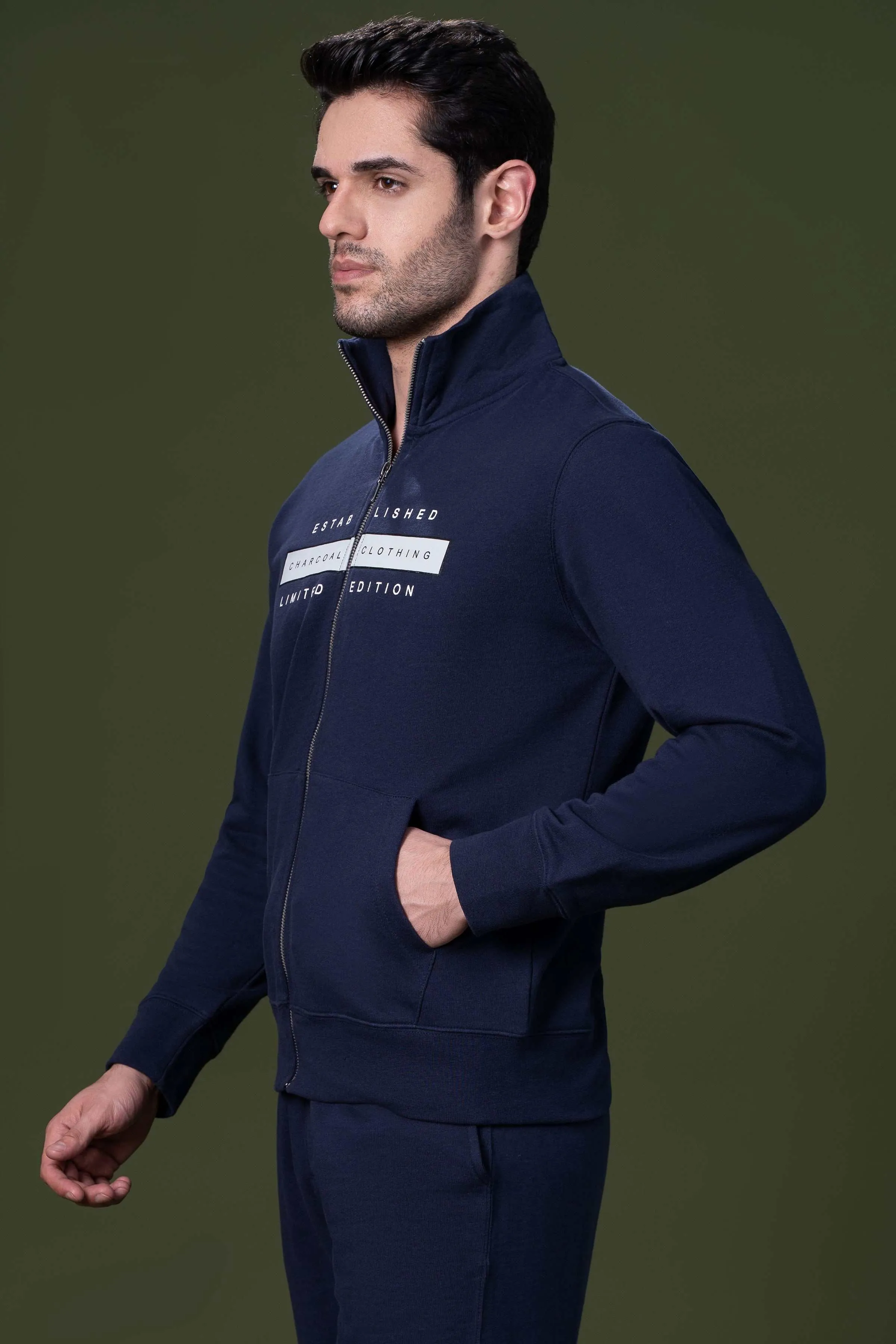 MOCK NECK JACKET NAVY