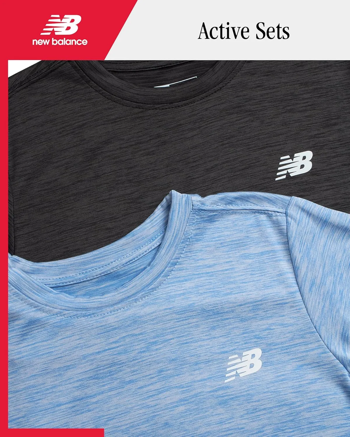 New Balance Boys' Active T-Shirts - 4 Pack Short Sleeve Crew Neck Athletic Performance Dry Fit Shirts for Boys (Sizes: 4-20)
