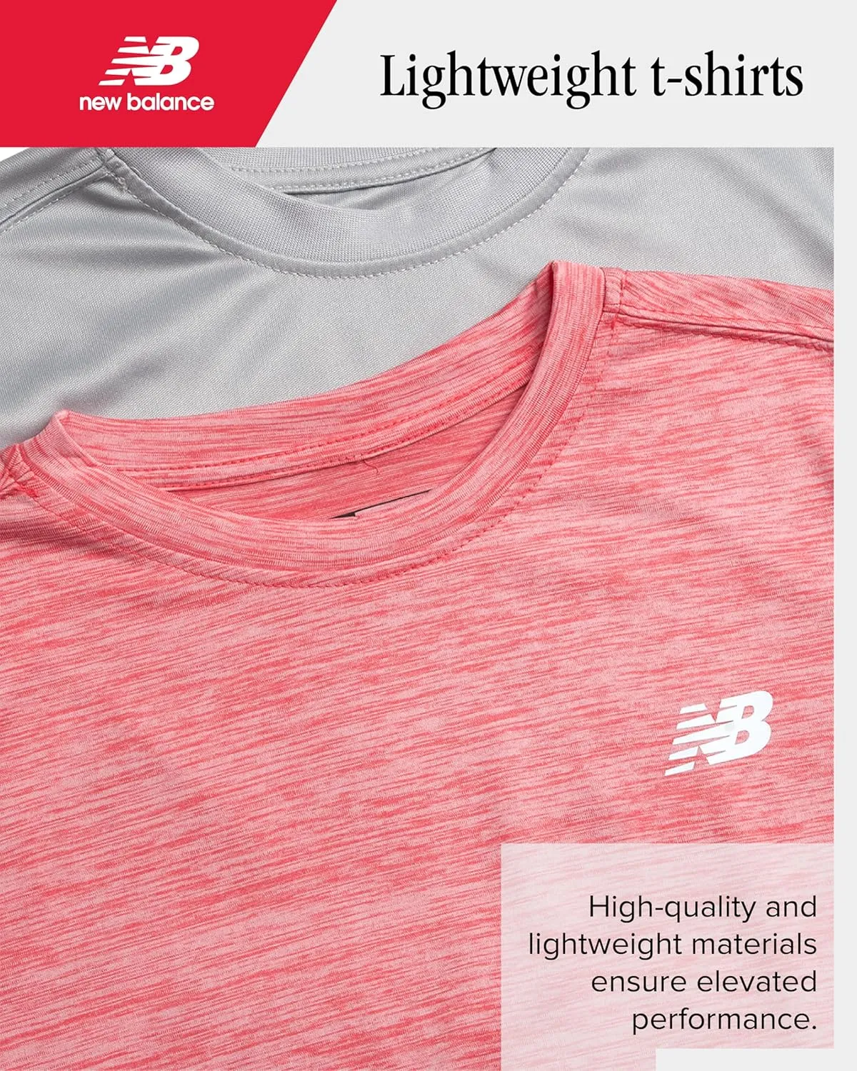 New Balance Boys' Active T-Shirts - 4 Pack Short Sleeve Crew Neck Athletic Performance Dry Fit Shirts for Boys (Sizes: 4-20)