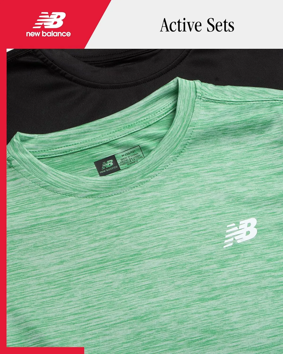 New Balance Boys' Active T-Shirts - 4 Pack Short Sleeve Crew Neck Athletic Performance Dry Fit Shirts for Boys (Sizes: 4-20)