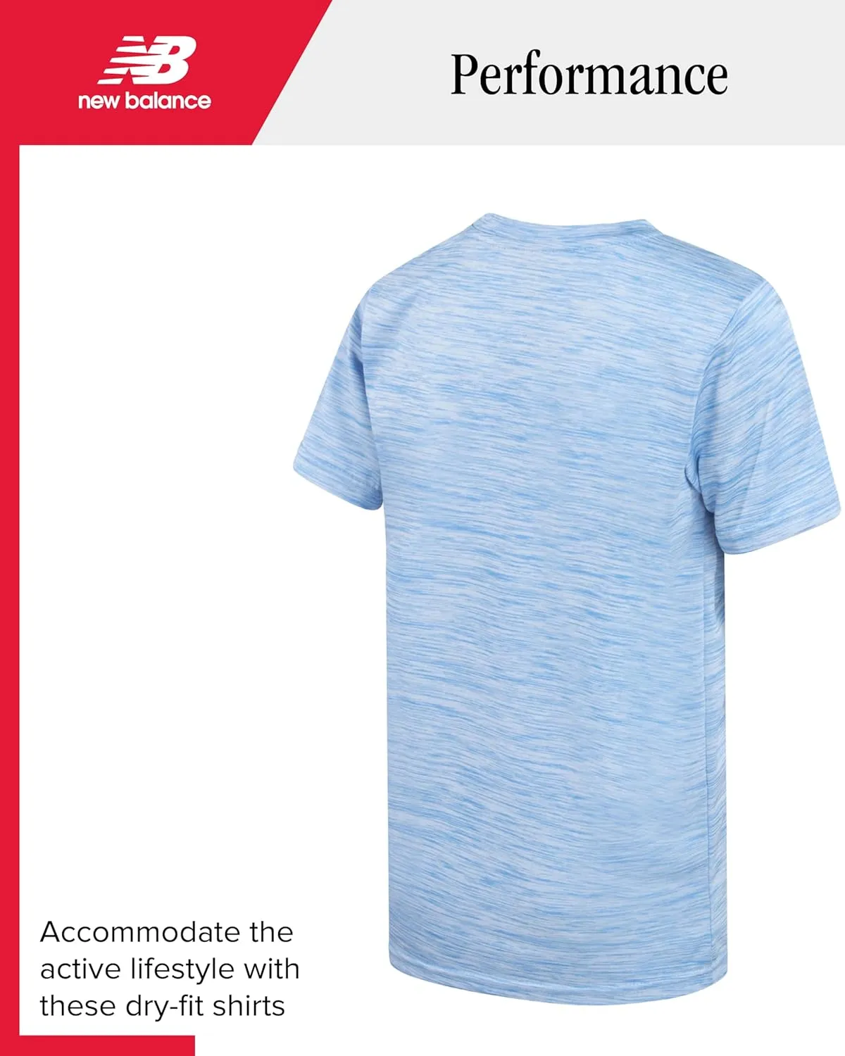 New Balance Boys' Active T-Shirts - 4 Pack Short Sleeve Crew Neck Athletic Performance Dry Fit Shirts for Boys (Sizes: 4-20)