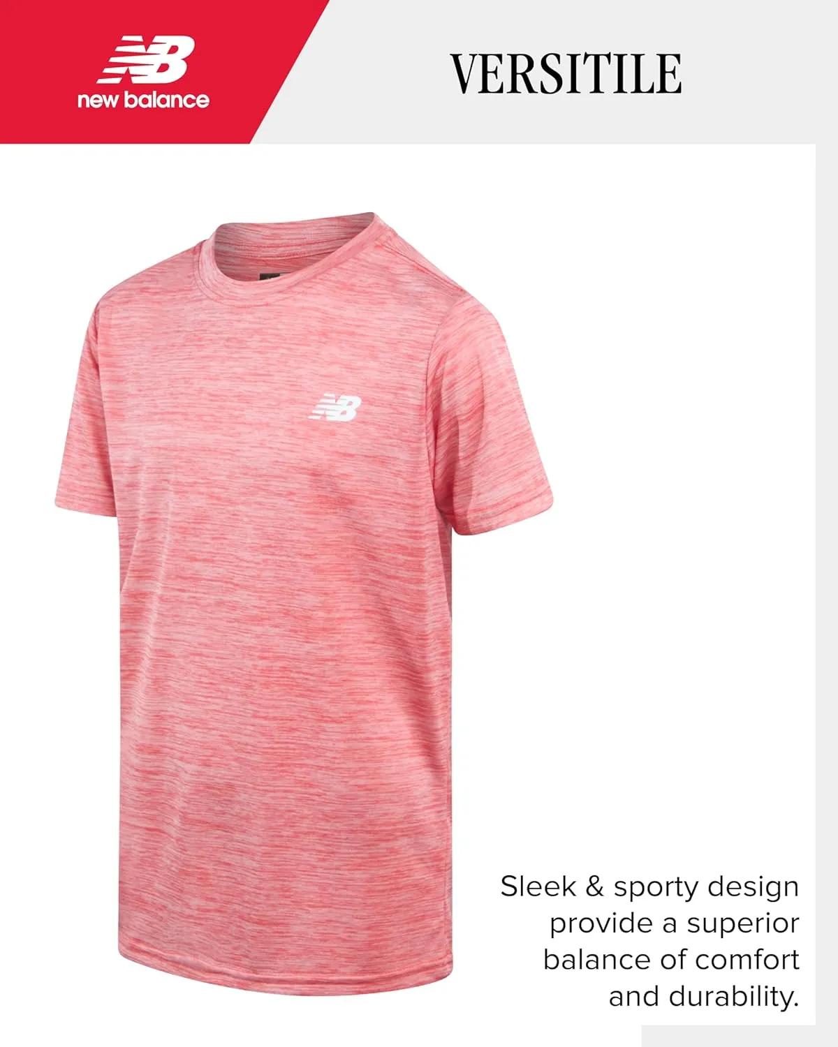 New Balance Boys' Active T-Shirts - 4 Pack Short Sleeve Crew Neck Athletic Performance Dry Fit Shirts for Boys (Sizes: 4-20)