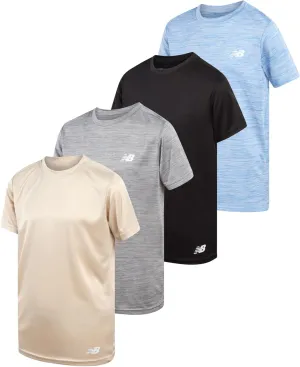 New Balance Boys' Active T-Shirts - 4 Pack Short Sleeve Crew Neck Athletic Performance Dry Fit Shirts for Boys (Sizes: 4-20)