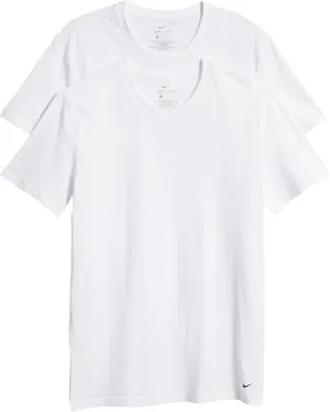 Nike 2Pk Crew Evdy Cotton Stretch Mens Active Shirts & Tees Size L, Color: White