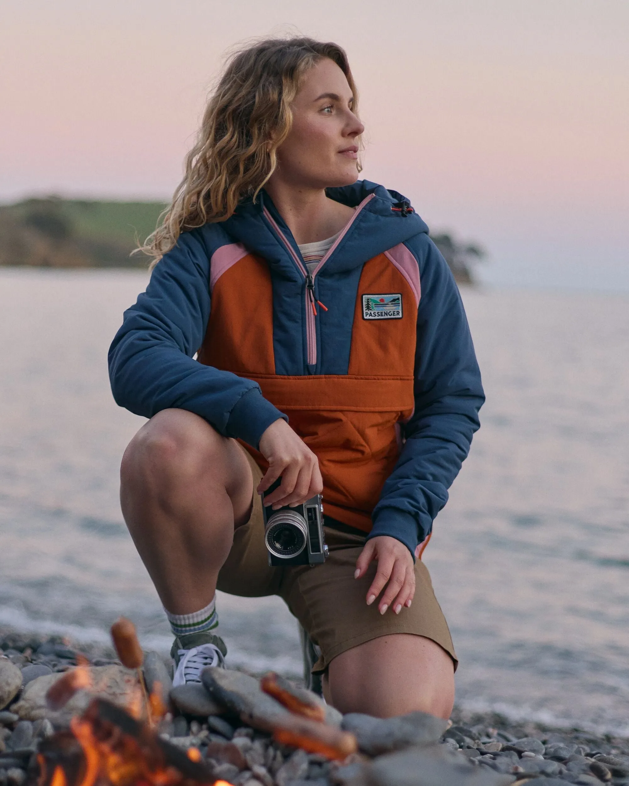 Ocean Recycled Insulated Jacket - Dark Denim/Sunset Orange
