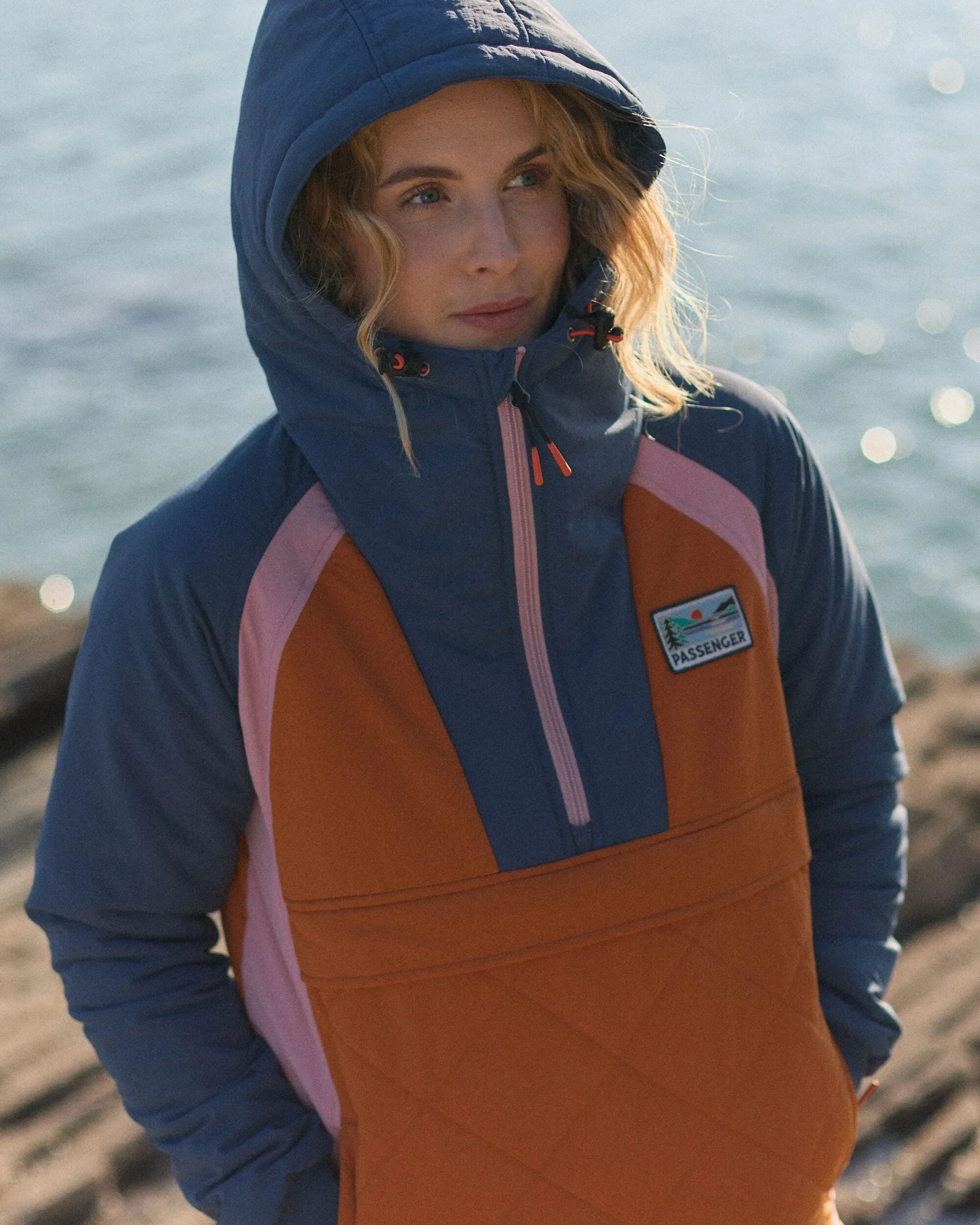 Ocean Recycled Insulated Jacket - Dark Denim/Sunset Orange