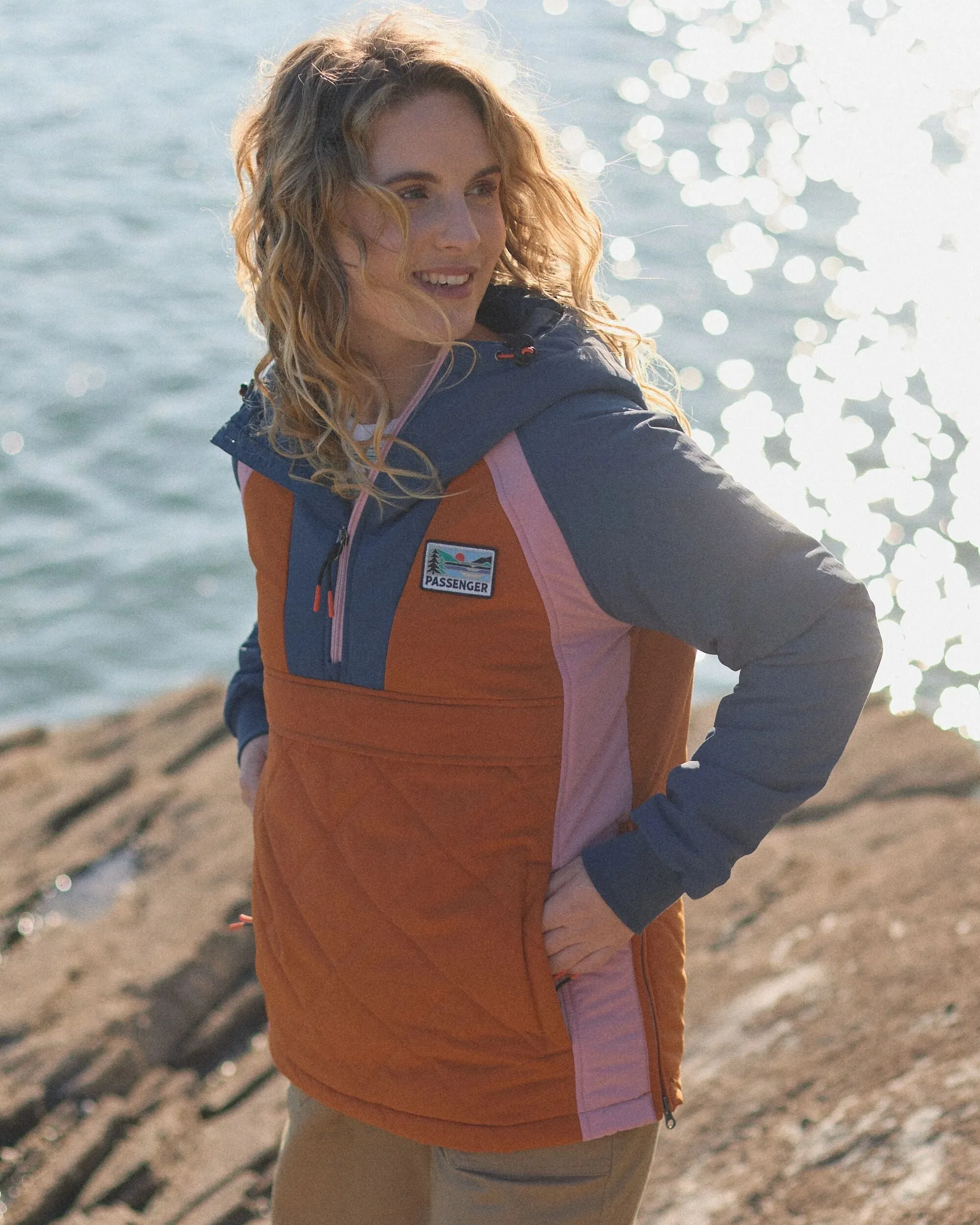 Ocean Recycled Insulated Jacket - Dark Denim/Sunset Orange