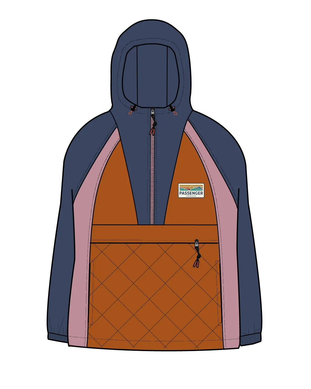Ocean Recycled Insulated Jacket - Dark Denim/Sunset Orange
