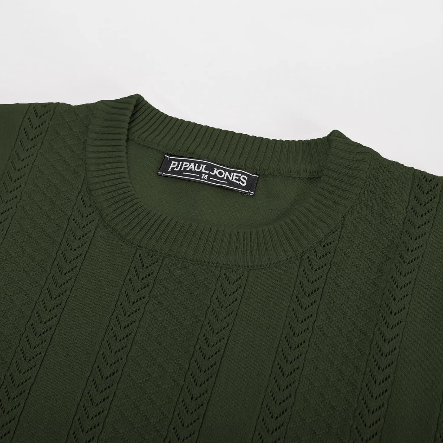 PJ PAUL JONES Men's T-Shirts Casual Knit Short Sleeve Crewneck Honeycomb Waffle Solid Knitted Pullover Tees