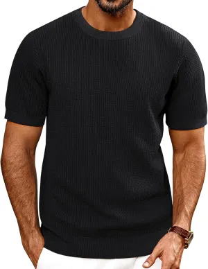 PJ PAUL JONES Mens T-Shirts Knit Short Sleeve Crewneck Shirt Casual Textured Pullover Tees