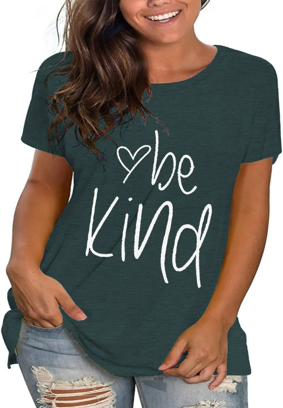 Plus Size Be Kind Shirts Womens Graphic Tees Tshirt Short Sleeve Summer Tunic Tops