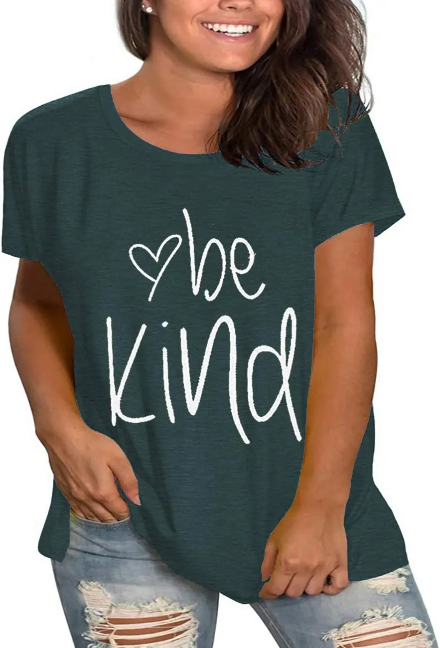 Plus Size Be Kind Shirts Womens Graphic Tees Tshirt Short Sleeve Summer Tunic Tops
